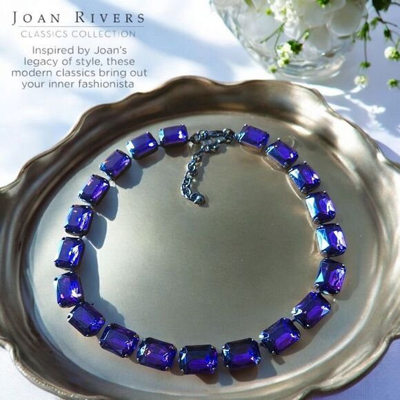 JOAN RIVERS Faceted Purple and Gunmetal Black Princess Length Necklace - Picture 1 of 8